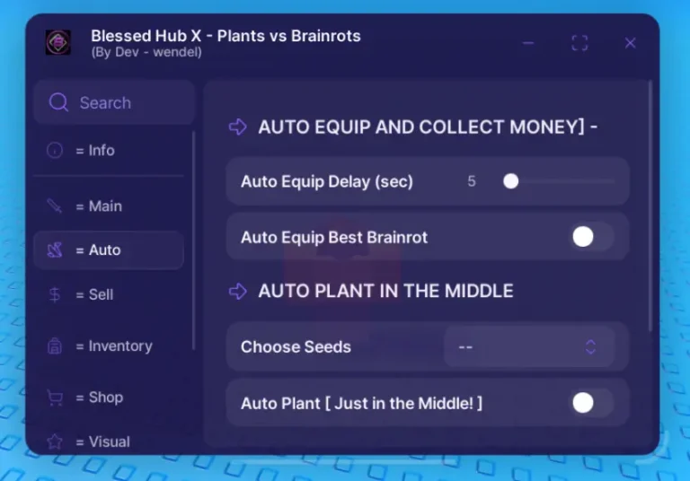 Blessed Hub X Plants vs Brainrots Script Auto Farm, Auto Sell Brainrots, Auto Buy Seeds, Anti AFK