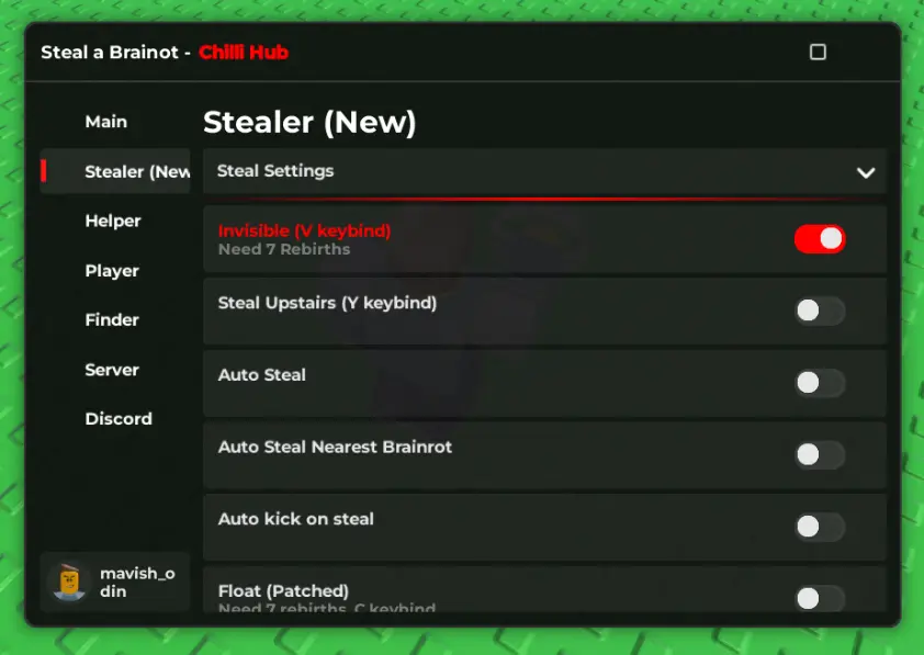 Steal A Brainrot Script By CHILLI Hub